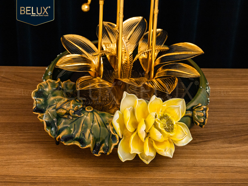 Chậu Lan Vàng Sen Ngọc Vàng mạ vàng 24k&nbsp;cao 43cm